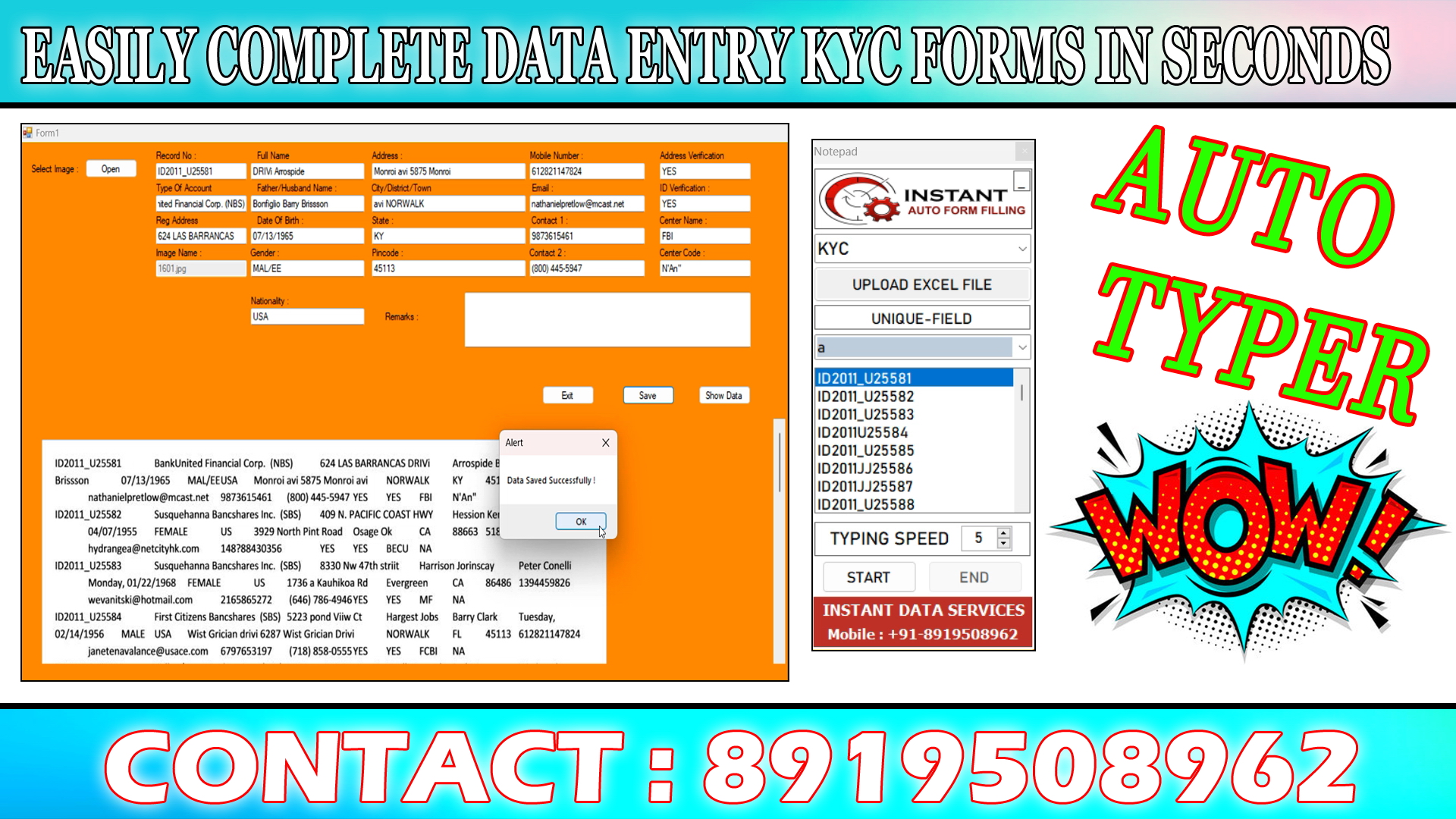 KYC FORM FILLING AUTO TYPING SOFTWARE