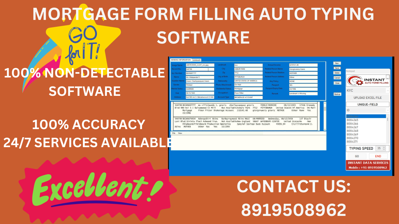 Mortgage Form Filling Auto Typer Software 100% Accurate & Non-Detectable
