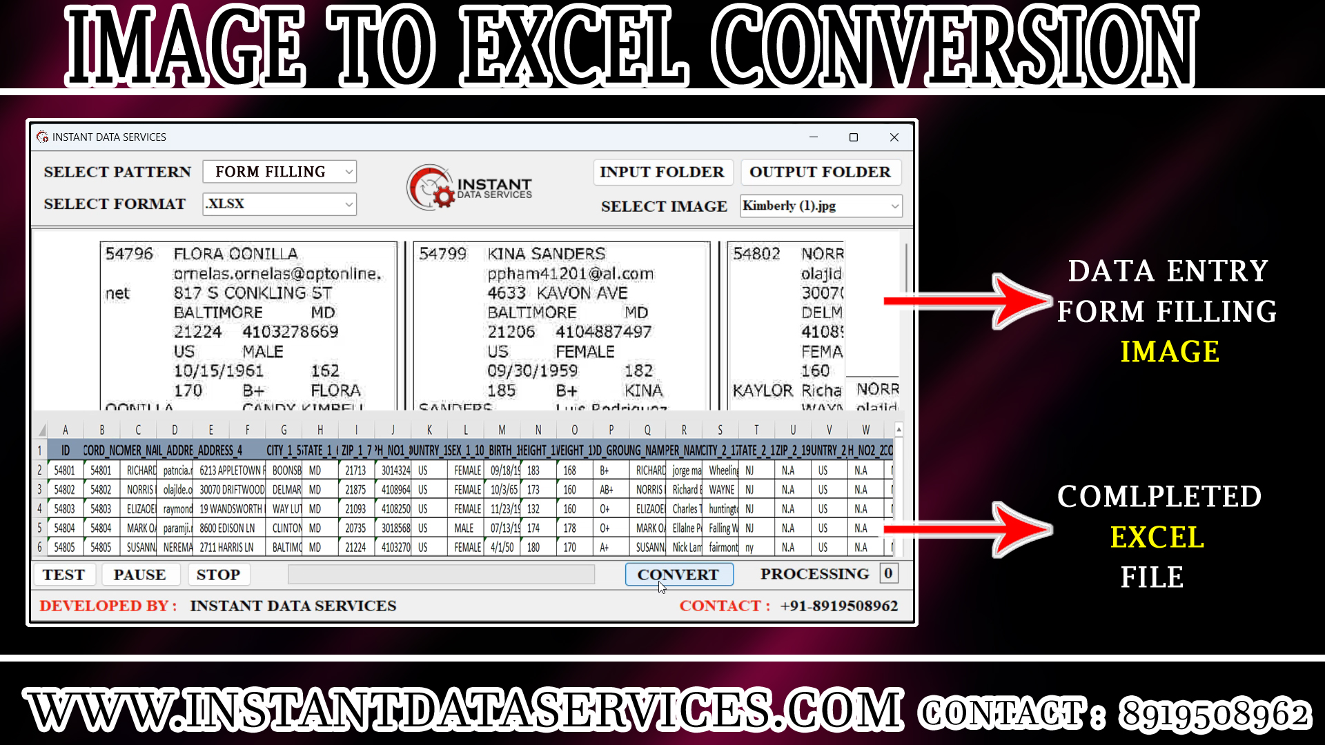 INSTANT DATA SERVICES IMAGE TO EXCEL CONVERSION SOFWTARE