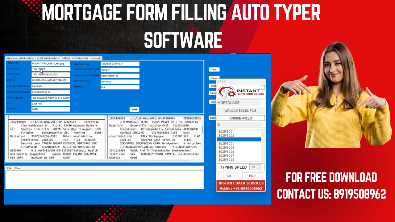 Mortgage Form Filling Auto Typer Software 100% Accurate & Non-Detectable