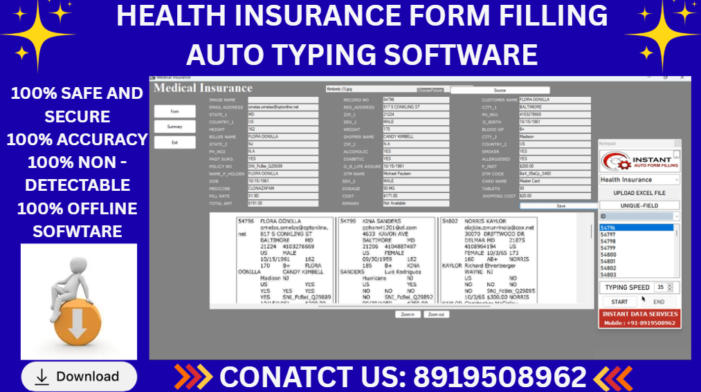 Health Insurance Form Filling Auto Typing Software Free Download Automation Software