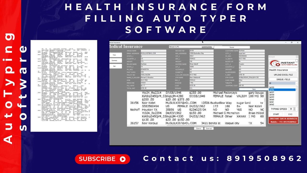 Health Insurance Form Filling Auto Typing Software