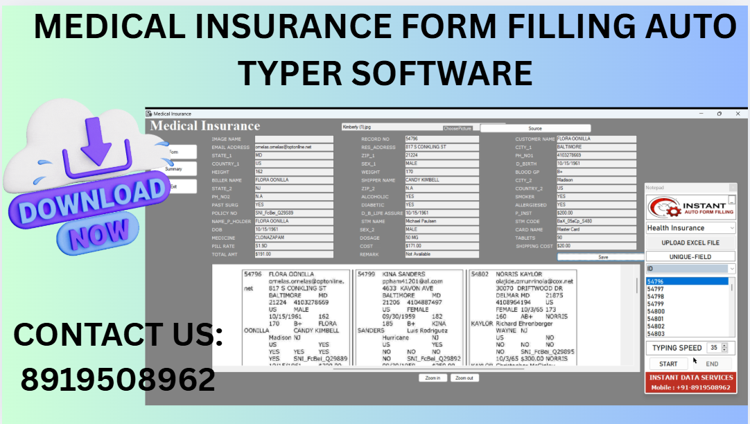 Medical Insurance Form Filling Auto Typer Software Free Download