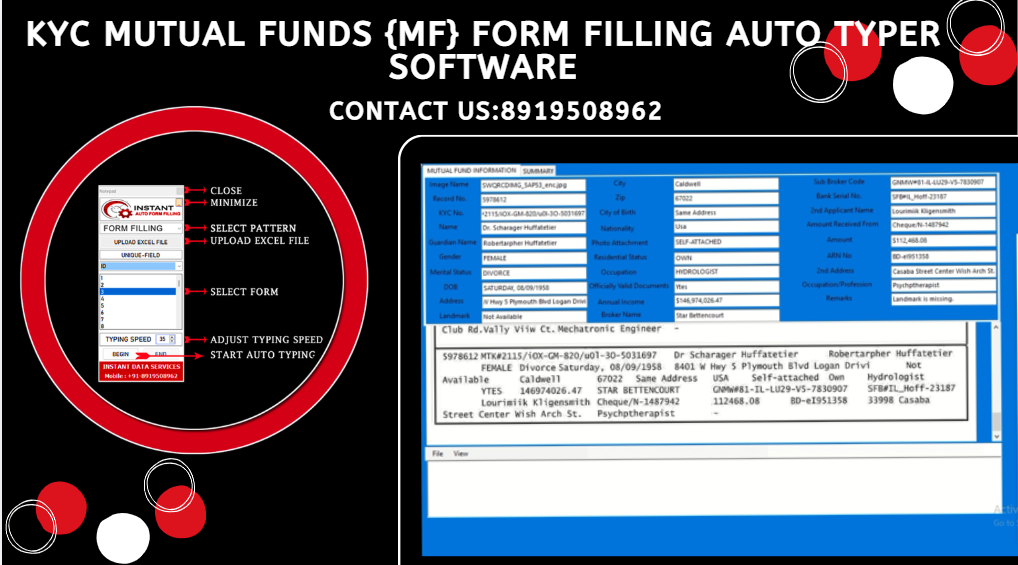 Mutual Fund Form Filling Automation Software | Auto Typing Demo