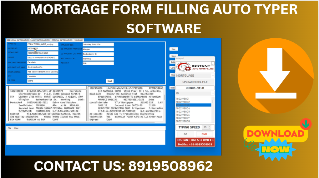 Mortgage Form Filling Auto Typer Software Download through Online