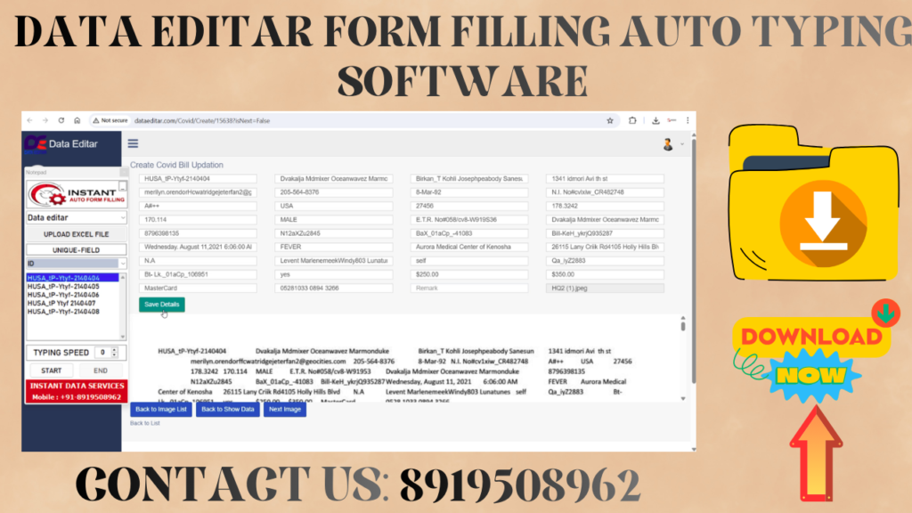 DATA EDITAR FORM FILLING AUTO TYPING SOFTWARE